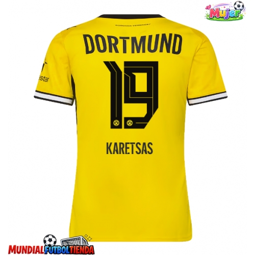 Camiseta Borussia Dortmund Konstantinos Karetsas #19 Primera Equipación Replica 2026-27 para mujer mangas cortas